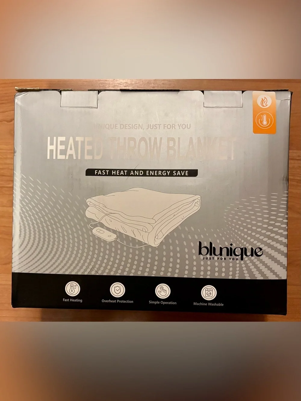 blunique Heated Throw Blanket - Fast Heat, Machine Washable - unsure of color.